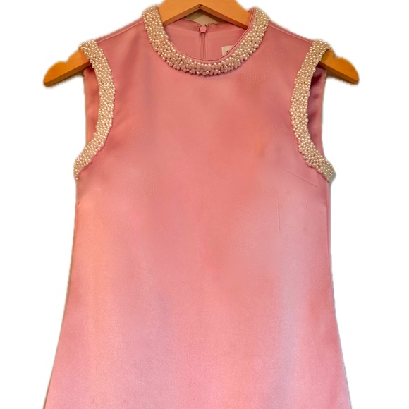 BNWT Self-Portrait Pearl Trim Satin Mini Dress Sz US 2 - Picture 9 of 9